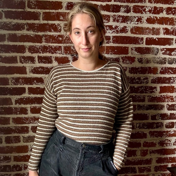 Vintage 90s Christina earth tones striped sweater - Picture 1 of 7